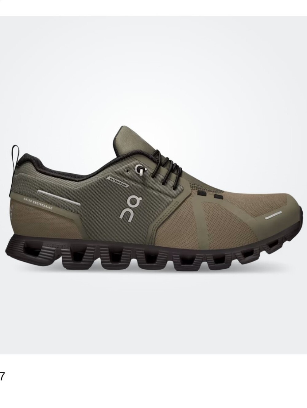 On Cloud 5 Waterproof Olive & Black Mens Size 11 EU 45